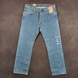 Levis 501 Original Jeans Mens 34x30 Blue Medium Wash Straight Leg Button Fly